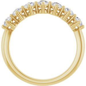 14K Yellow Gold Round 3 Mm 3/4 Ctw Natural Diamond Anniversary Band Size 7