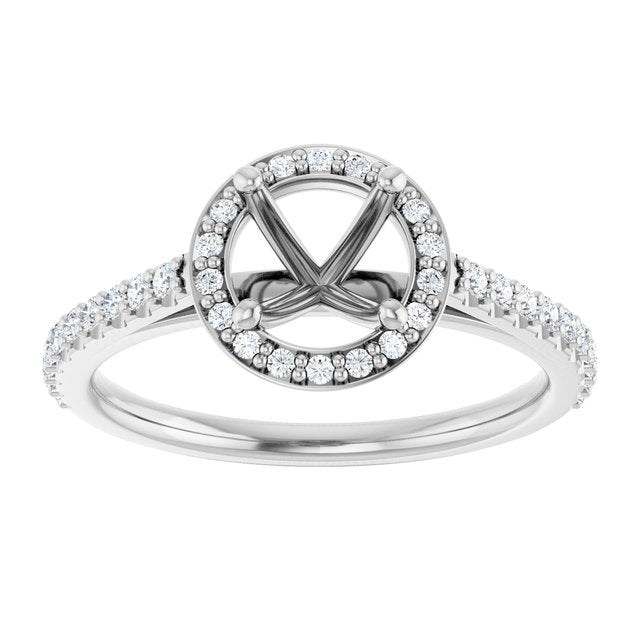 14K Yellow Or White Gold Polished 1/4 Ctw Lab-Grown Diamond Semi-Set Engagement Ring, Size 7