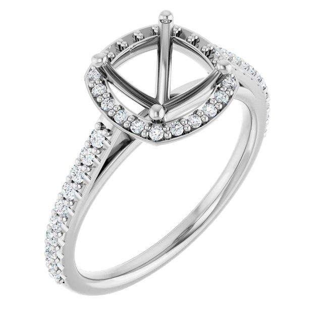 14K Yellow Or White Gold Polished 1/4 Ctw Lab-Grown Diamond Semi-Set Engagement Ring, Size 7