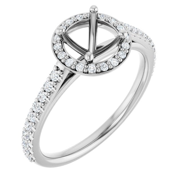 14K Yellow Or White Gold Polished 1/4 Ctw Lab-Grown Diamond Semi-Set Engagement Ring, Size 7