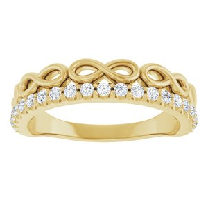 14K Yellow Gold Round 1.5 Mm 1/4 Ctw Natural Diamond Infinity-Inspired Stackable Ring Size 7