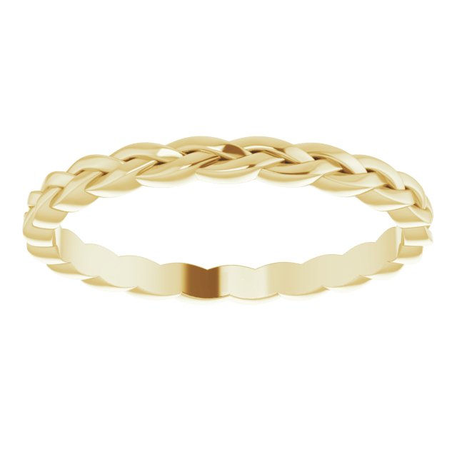 14K Yellow Gold 2 Mm Polished Woven Standard-Fit Band, Size 9