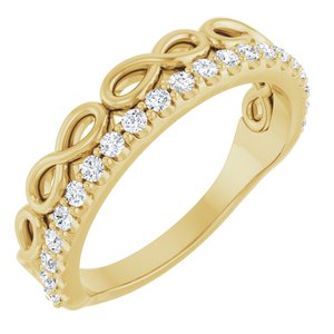 14K Yellow Gold Round 1.5 Mm 1/4 Ctw Natural Diamond Infinity-Inspired Stackable Ring Size 7
