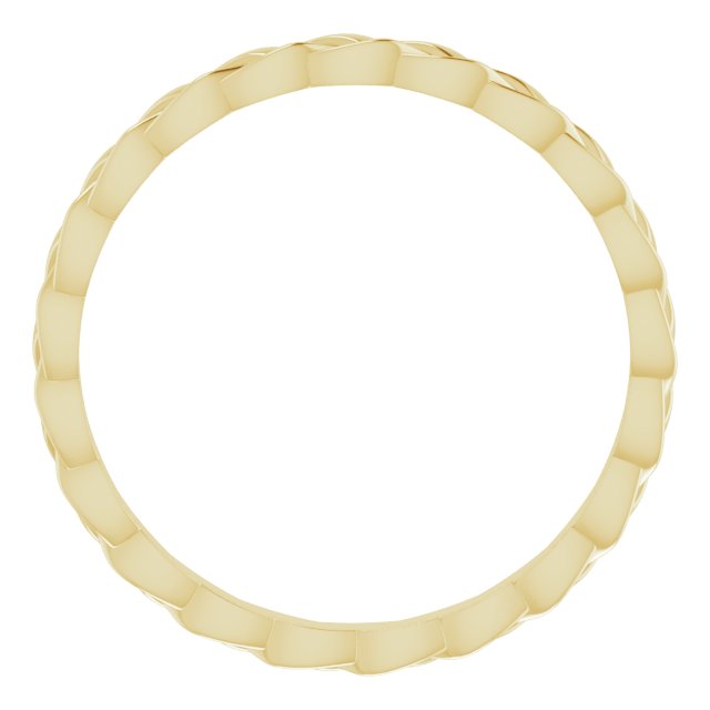 14K Yellow Gold 2 Mm Polished Woven Standard-Fit Band, Size 9