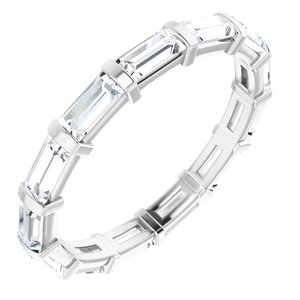 14K White Gold Straight Baguette 4 X 2 Mm Ghi Si2-Si3 1 1/6 Ctw Natural Diamond Eternity Band Size 6