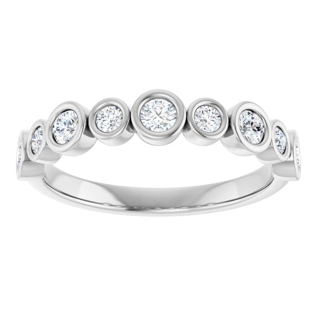 14K White Gold Round 2.5 Mm Polished 3/8 Ctw Lab-Grown Diamond Anniversary Band, Size 7