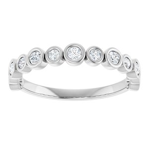 14K White Gold Round 2 Mm Natural Standard Diamond Polished 1/3 Ctw Natural Diamond Anniversary Band Size 7