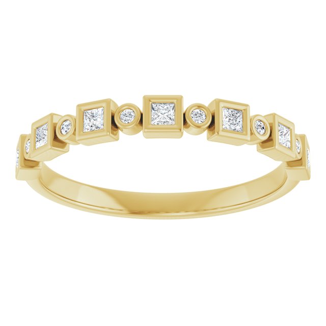 14K Yellow Gold Square 1.5 X 1.5 Mm Polished 1/5 Ctw Natural Diamond Anniversary Band, Size 7