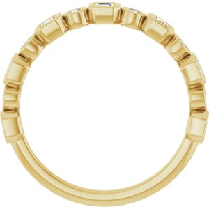 14K Yellow Gold Asscher 2 X 2 Mm Natural Standard Diamond Polished 1/2 Ctw Natural Diamond Anniversary Band Size 7