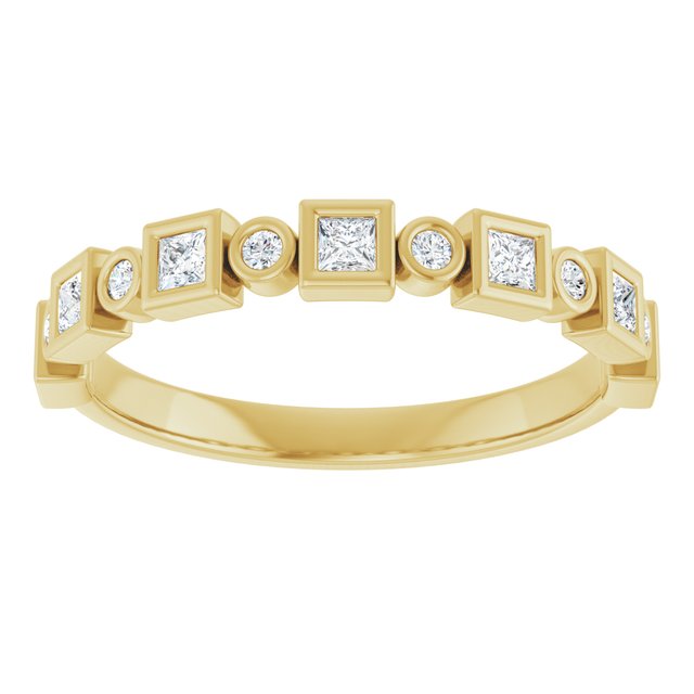 14K Yellow Gold Square 1.75 X 1.75 Mm Polished 1/3 Ctw Natural Diamond Anniversary Band, Size 7