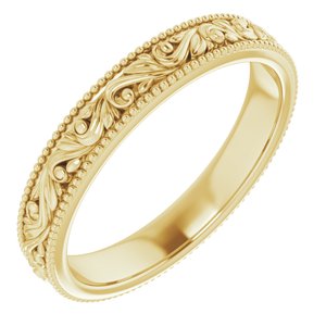 10K Yellow Gold 3.2 Mm Polished Floral Band