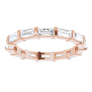 14K Rose Gold Straight Baguette 4 X 2 Mm Ghi Si2-Si3 1 1/6 Ctw Natural Diamond Eternity Band Size 5
