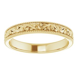 10K Yellow Gold 3.2 Mm Polished Floral Band