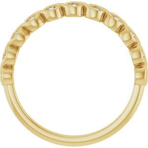 14K Yellow Gold Round 1.7 Mm Polished 1/5 Ctw Natural Diamond Anniversary Band Size 7