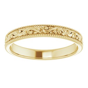 10K Yellow Gold 3.2 Mm Polished Floral Band