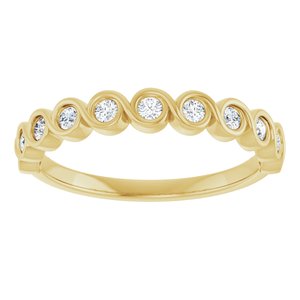14K Yellow Gold Round 1.7 Mm Polished 1/5 Ctw Natural Diamond Anniversary Band Size 7