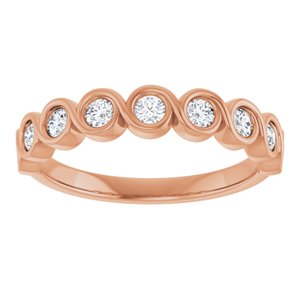 14K Rose Gold Round 2.25 Mm Polished 1/2 Ctw Natural Diamond Anniversary Band Size 7