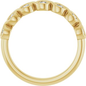 14K Yellow Gold Round 2.5 Mm Polished 3/8 Ctw Natural Diamond Anniversary Band Size 7
