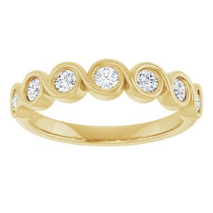 14K Yellow Gold Round 2.5 Mm Polished 3/8 Ctw Natural Diamond Anniversary Band Size 7