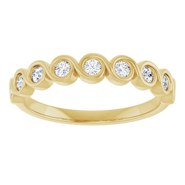 14K Yellow Gold Round 2 Mm Polished 1/4 Ctw Lab-Grown Diamond Anniversary Band, Size 7