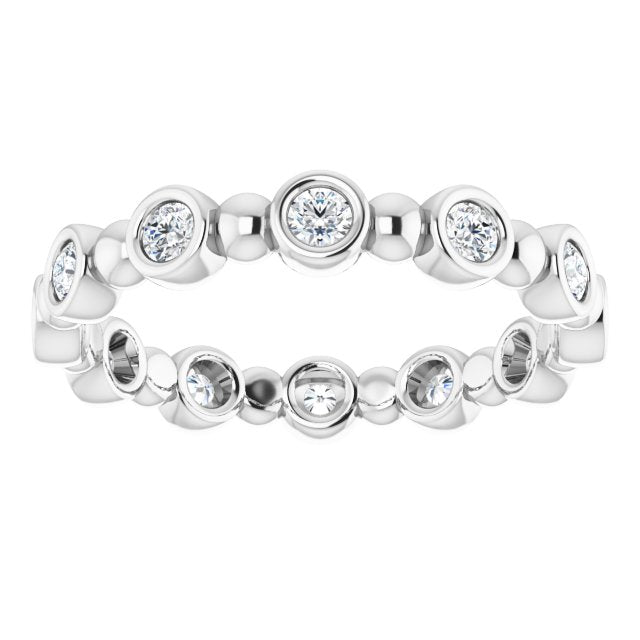 14K White Gold Round 2 Mm Si2-Si3, G-H Polished 3/8 Ctw Natural Diamond Eternity Band, Size 7