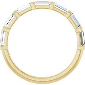 14K Yellow Gold Straight Baguette 4 X 2 Mm Polished 5/8 Ctw Natural Diamond Anniversary Band Size 7