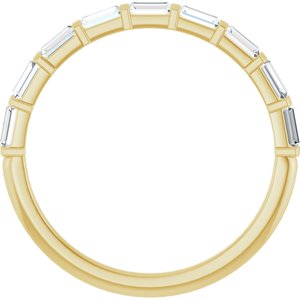 14K Yellow Gold Straight Baguette 3 X 1.5 Mm Polished 3/8 Ctw Natural Diamond Anniversary Band Size 7