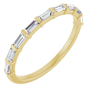 14K Yellow Gold Straight Baguette 3 X 1.5 Mm Polished 3/8 Ctw Natural Diamond Anniversary Band Size 7