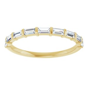 14K Yellow Gold Straight Baguette 3 X 1.5 Mm Polished 3/8 Ctw Natural Diamond Anniversary Band Size 7