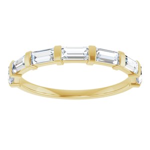 14K Yellow Gold Straight Baguette 4 X 2 Mm Polished 5/8 Ctw Natural Diamond Anniversary Band Size 7