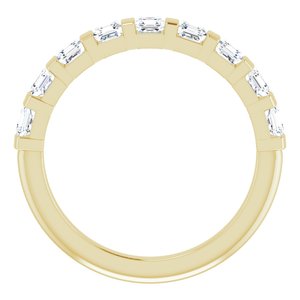 14K Yellow Gold Asscher 2.6 X 2.6 Mm Polished 9/10 Ctw Natural Diamond Anniversary Band Size 7