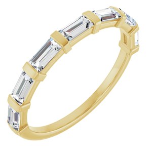 14K Yellow Gold Straight Baguette 4 X 2 Mm Polished 5/8 Ctw Natural Diamond Anniversary Band Size 7