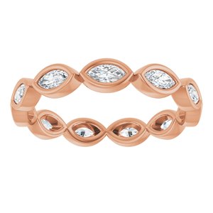 14K Rose Gold Marquise 4 X 2 Mm Ghi Si2-Si3 3/4 Ctw Natural Diamond Eternity Band Size 7