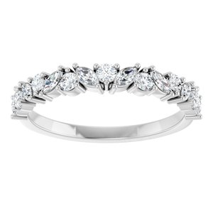 14K White Gold Marquise 3 X 1.5 Mm Polished Lab-Grown Diamond Band Size 7