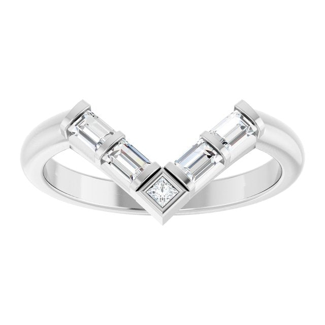 14K White Or Yellow Gold Or Platinum Polished 1/3 Ctw Natural Diamond Contour Band, Size 7