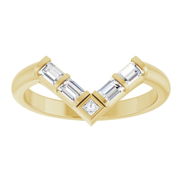 14K White Or Yellow Gold Or Platinum Polished 1/3 Ctw Natural Diamond Contour Band, Size 7