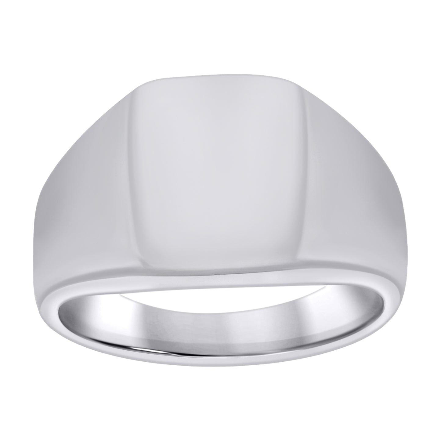 Stainless Steel Mens Rectangle Signet Polished Plain Band Comfort-Fit Fashion Bridal Anniversary Wedding Engagement Band Ring