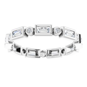 Platinum Straight Baguette 3 X 1.5 Mm Ghi Si2-Si3 3/8 Ctw Natural Diamond Eternity Band Size 6