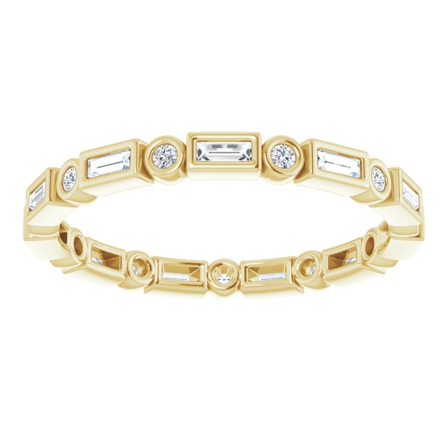 14K Yellow Gold Straight Baguette 2.5 X 1 Mm Si2-Si3, Ghi Polished 1/3 Ctw Natural Diamond Eternity Band, Size 6