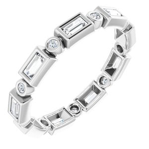 Platinum Straight Baguette 3 X 1.5 Mm Ghi Si2-Si3 3/8 Ctw Natural Diamond Eternity Band Size 6