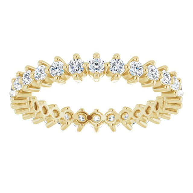 14K Yellow Gold Round 1.7 Mm Si2-Si3, G-H Polished 1/2 Ctw Natural Diamond Eternity Band, Size 7