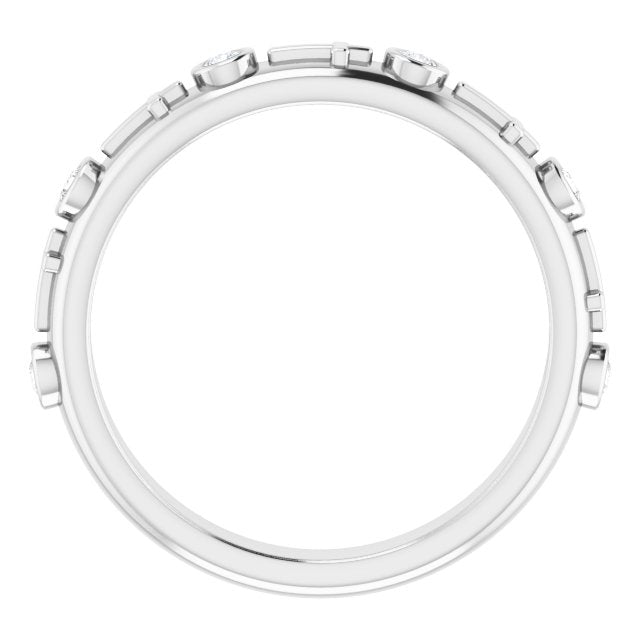 14K White Gold Round 1.7 Mm Polished 1/8 Ctw Natural Diamond Cross Ring, Size 7