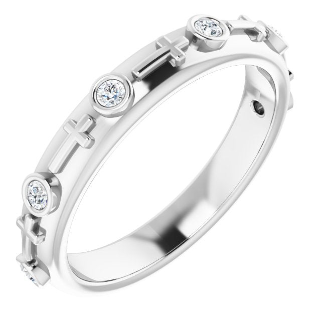 14K White Gold Round 1.7 Mm Polished 1/8 Ctw Natural Diamond Cross Ring, Size 7