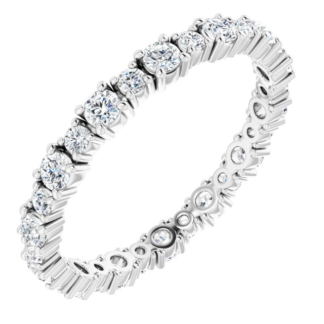 14K White Or Rose Gold Round 2 Mm Si2-Si3, Ghi Polished 3/4 Ctw Natural Diamond Eternity Band, Size 7