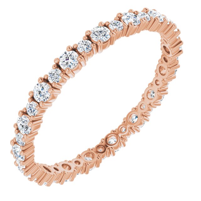 14K White Or Rose Gold Round 2 Mm Si2-Si3, Ghi Polished 3/4 Ctw Natural Diamond Eternity Band, Size 7