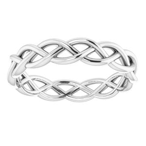 Platinum Woven-Design Band Size 10