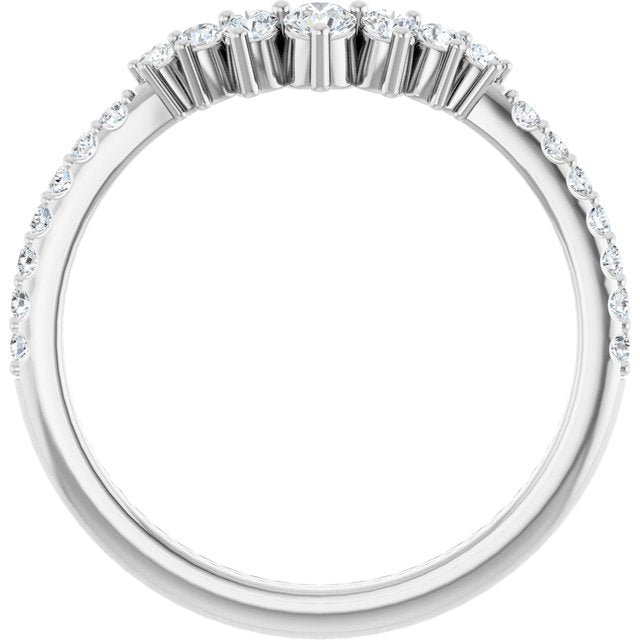 14K Yellow Or White Or Rose Gold Or Platinum Round Polished Natural Diamond Contour Band
