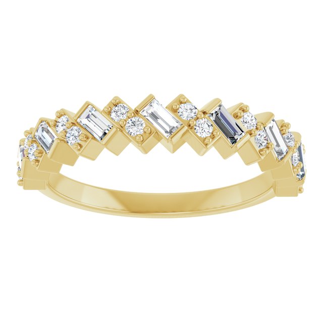 14K White Or Yellow Gold Straight Baguette 3 X 1.5 Mm Polished 1/2 Ctw Natural Diamond Anniversary Band, Size 7