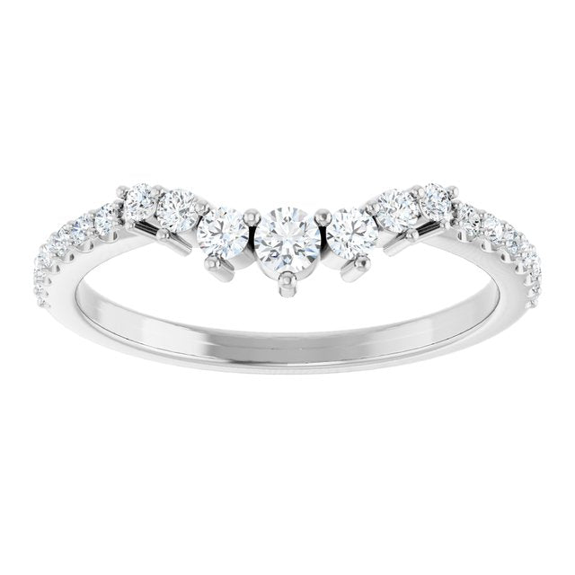 14K Yellow Or White Or Rose Gold Or Platinum Round Polished Natural Diamond Contour Band