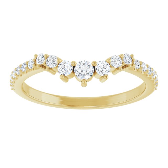 14K Yellow Or White Or Rose Gold Or Platinum Round Polished Natural Diamond Contour Band